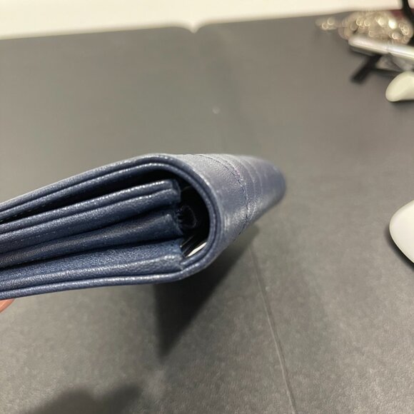 Chanel Sheepskin Chevron Quilted Mademoiselle Flap Wallet Navy (144712) - Picture 6 of 15